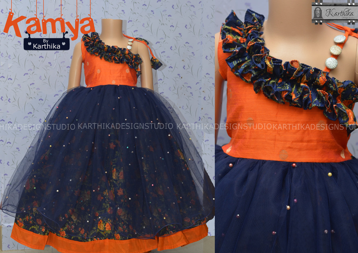 Dupion silk/net frock