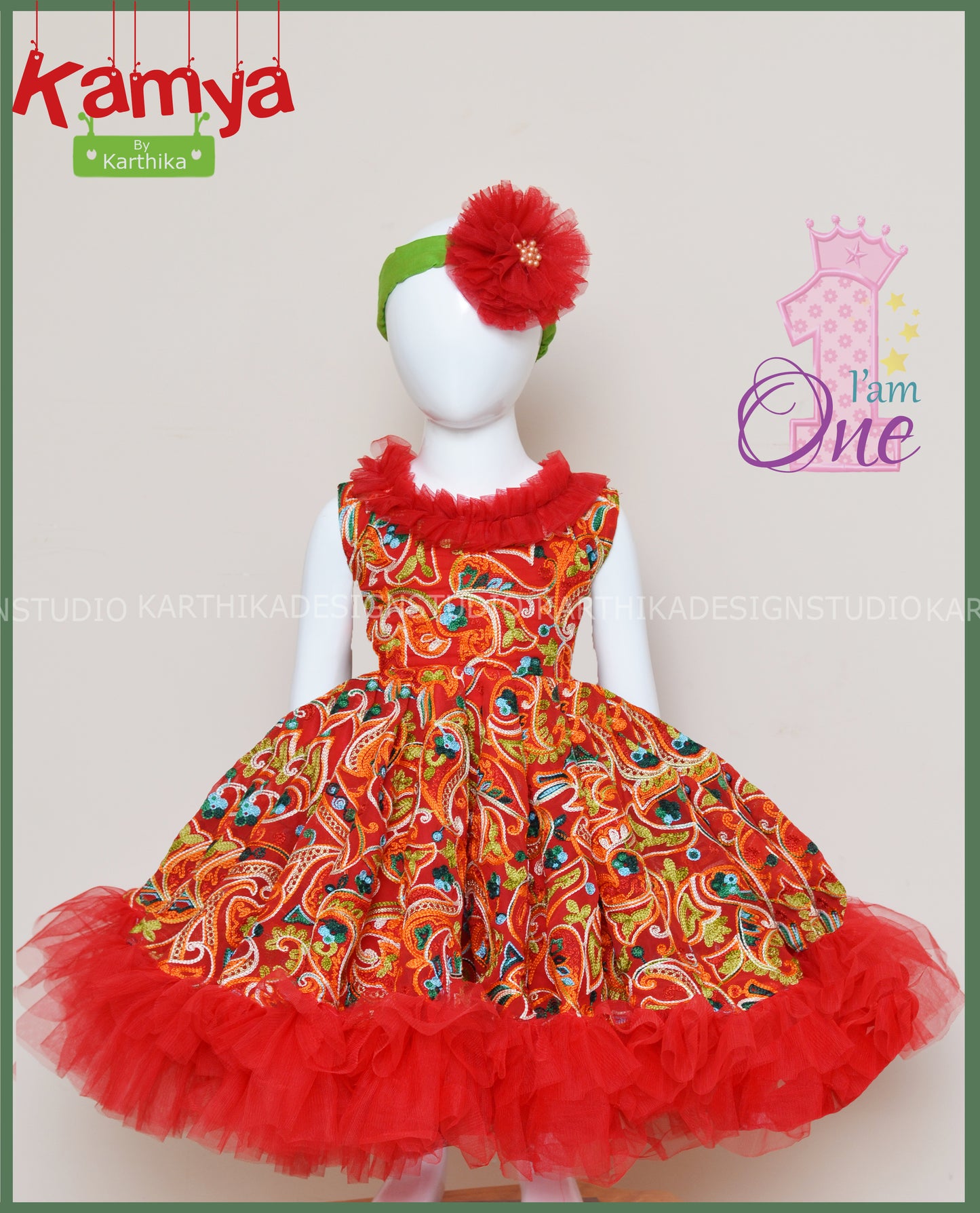 Embroidered georgette long gown and frock