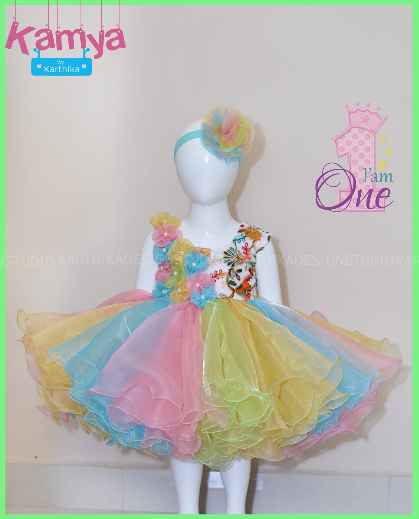 Multicolour organza frock