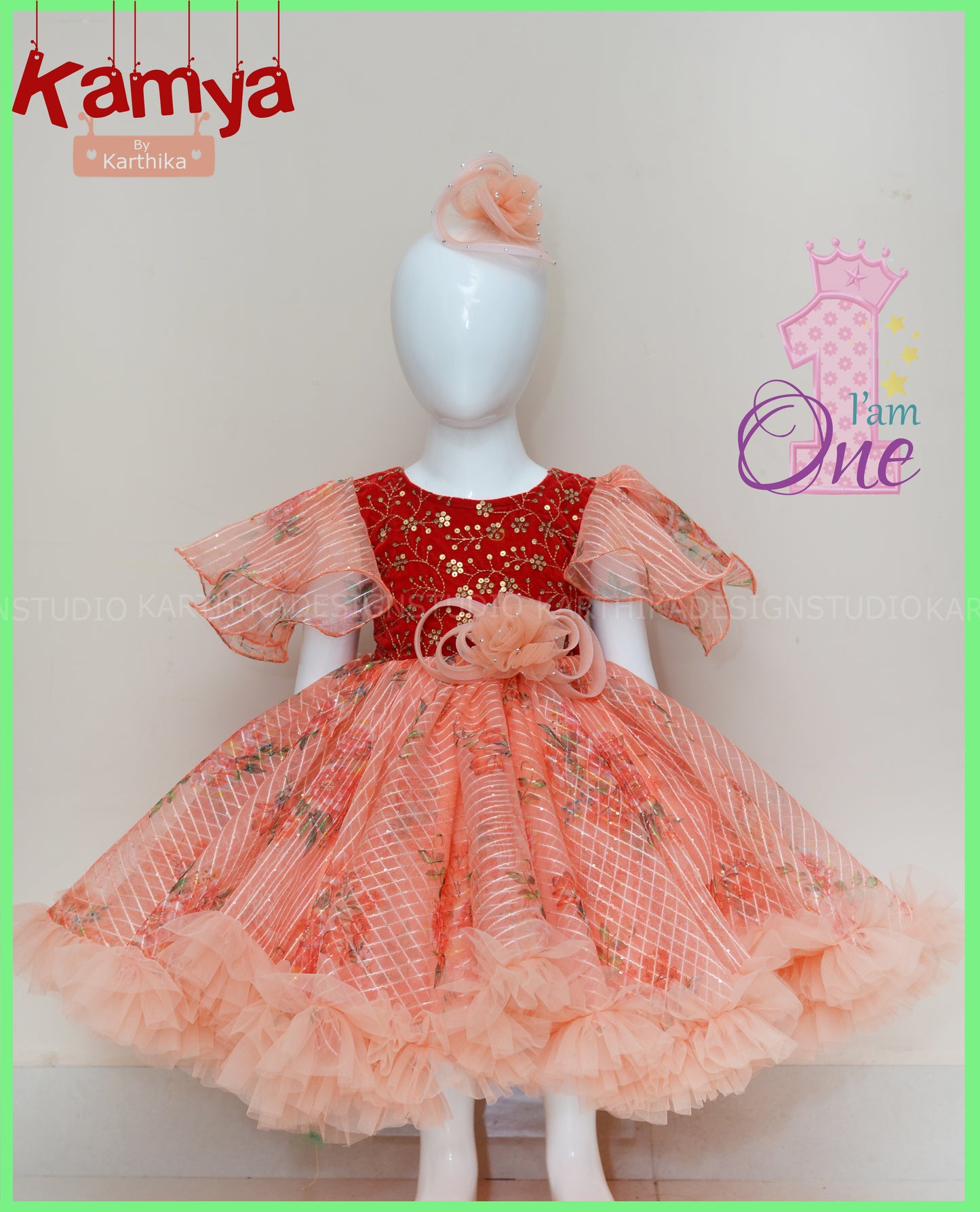 Embroidered organza chudidhar and frock