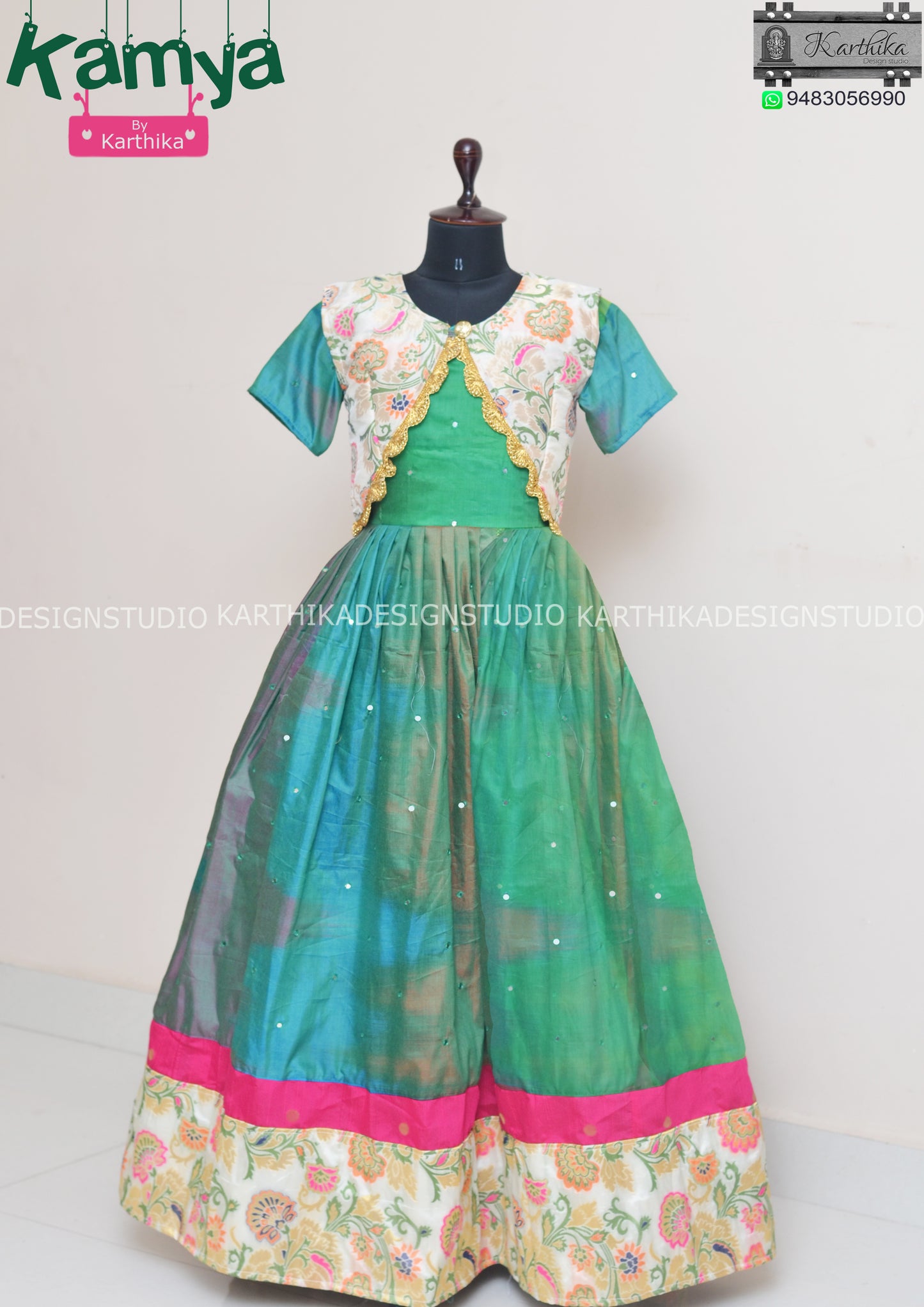 Chanderi silk/Banarasi silk long gown with coat.