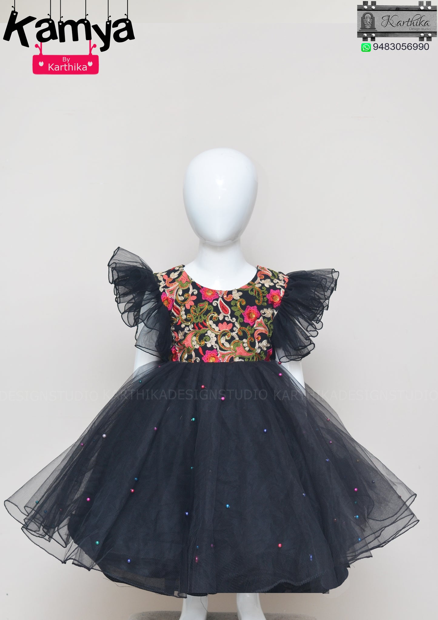 Embroidered georgette/net long gown..