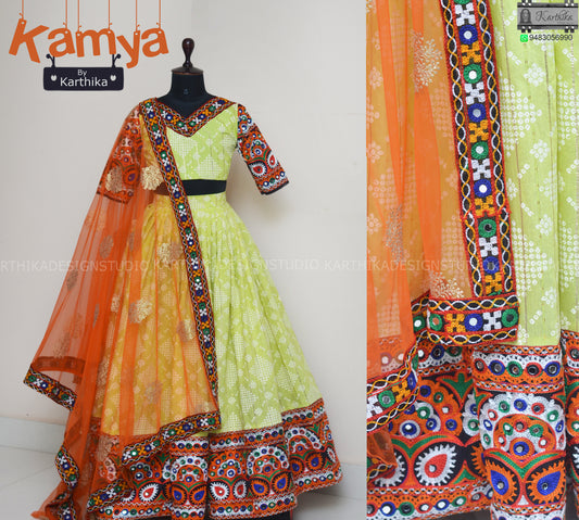 Chanderi silk crop top lehenga..