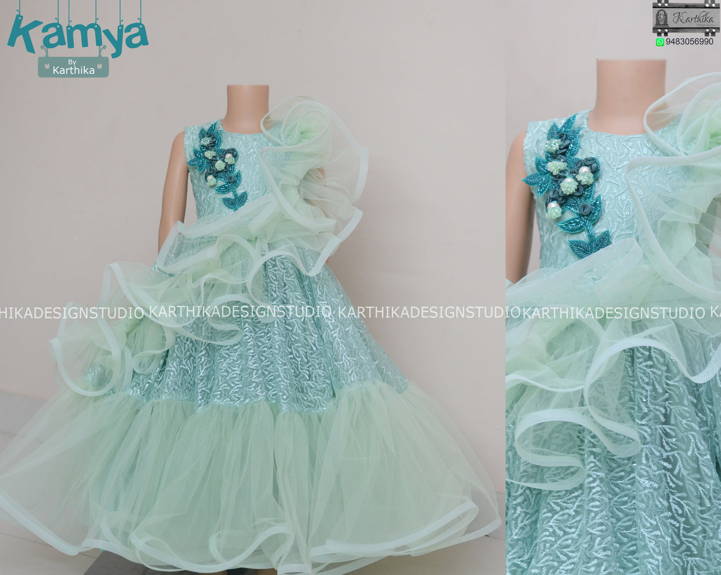 Embroidered net frock