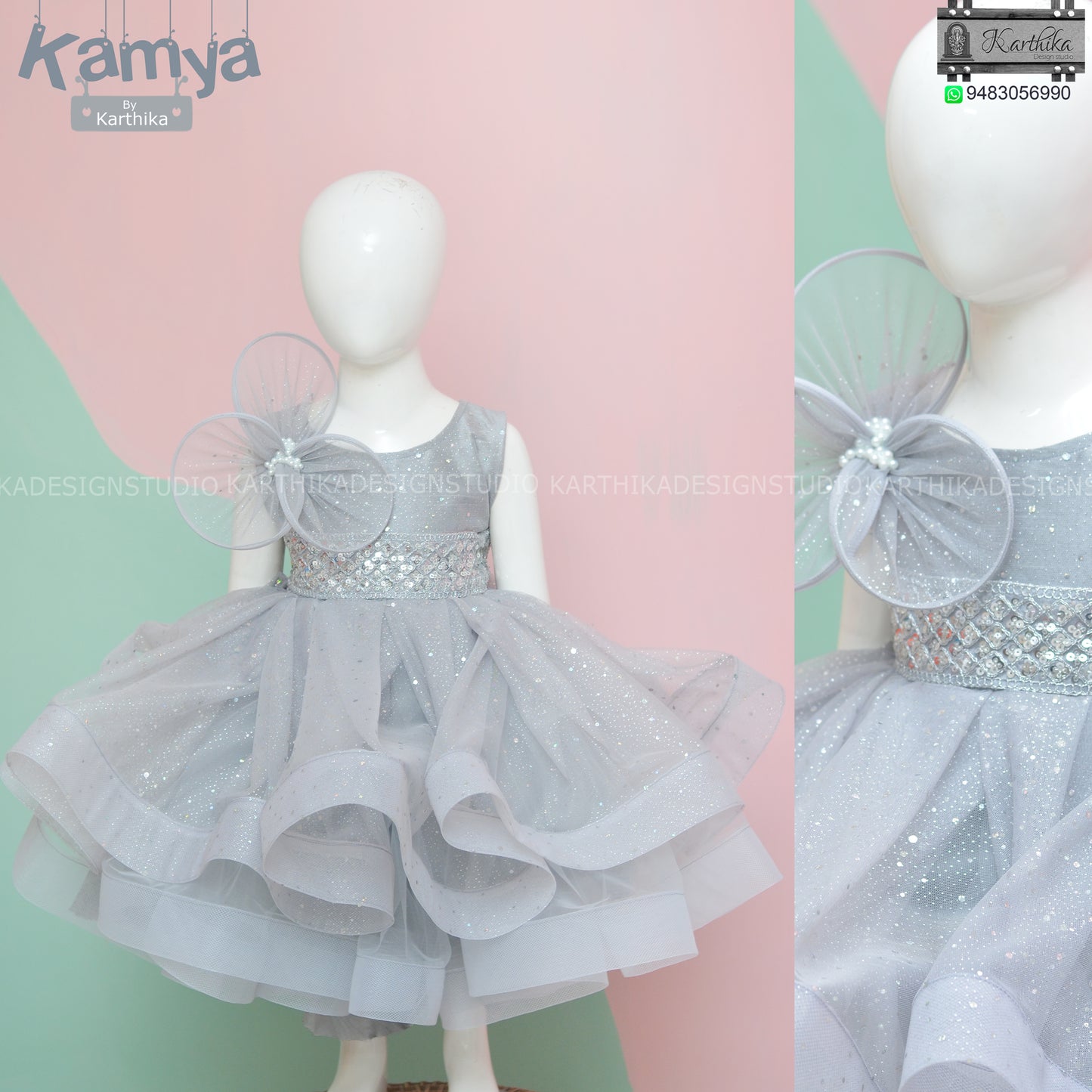 Embroidered net frock