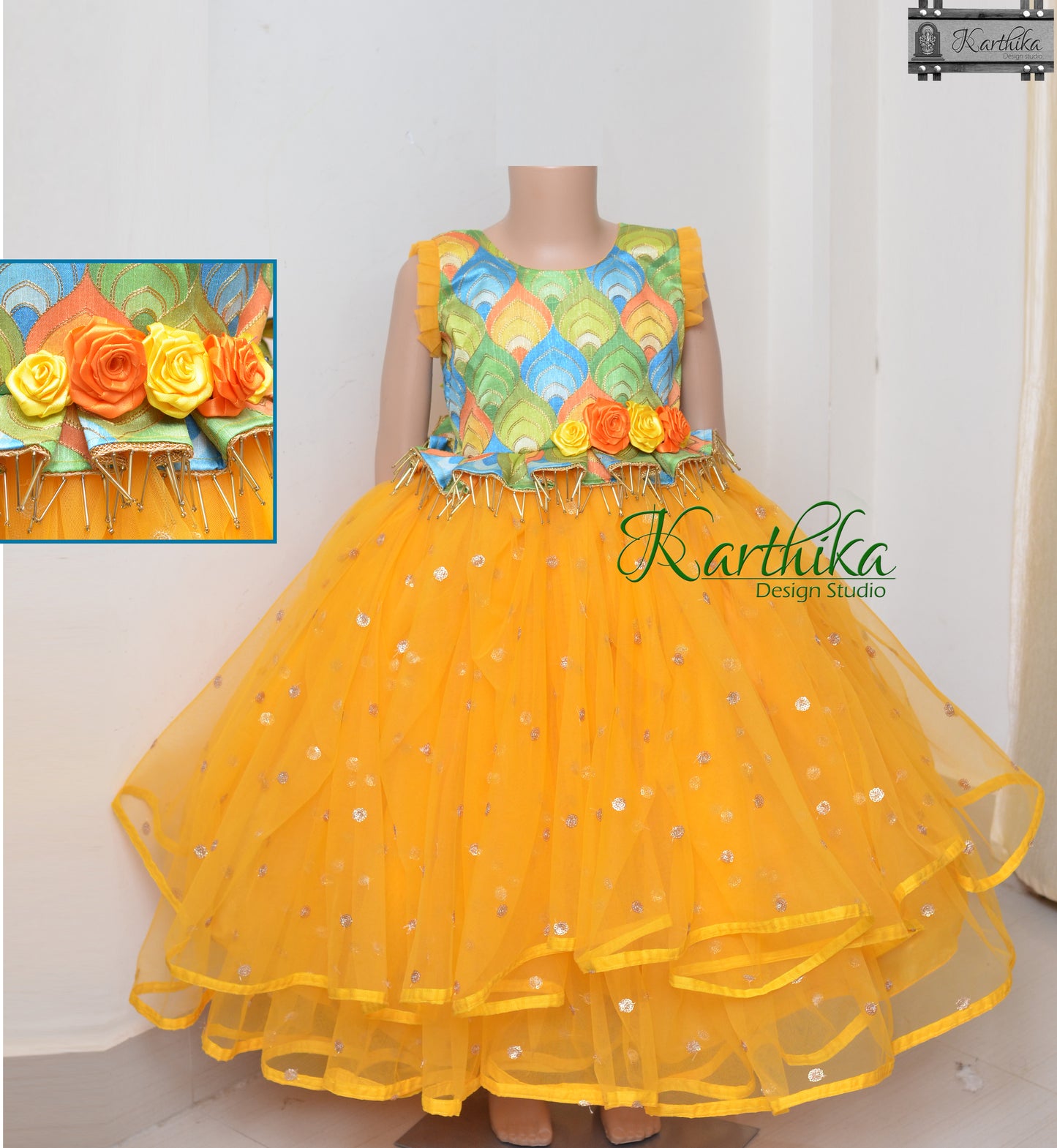 Semi raw silk/net long gown..