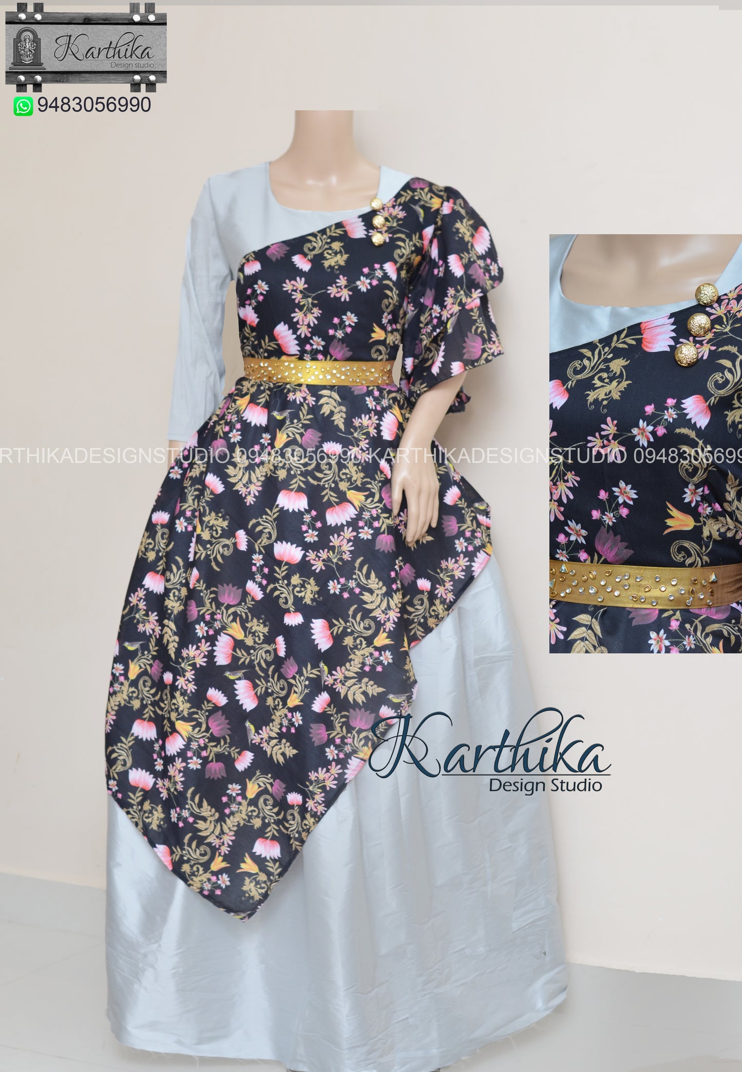 Taffeta silk long gown..