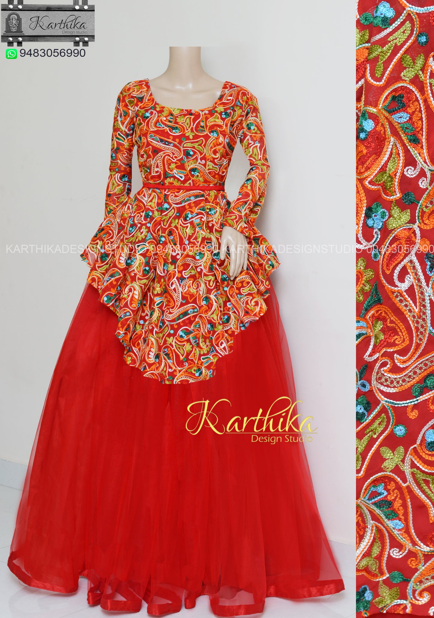 Embroidered georgette/net long gown..