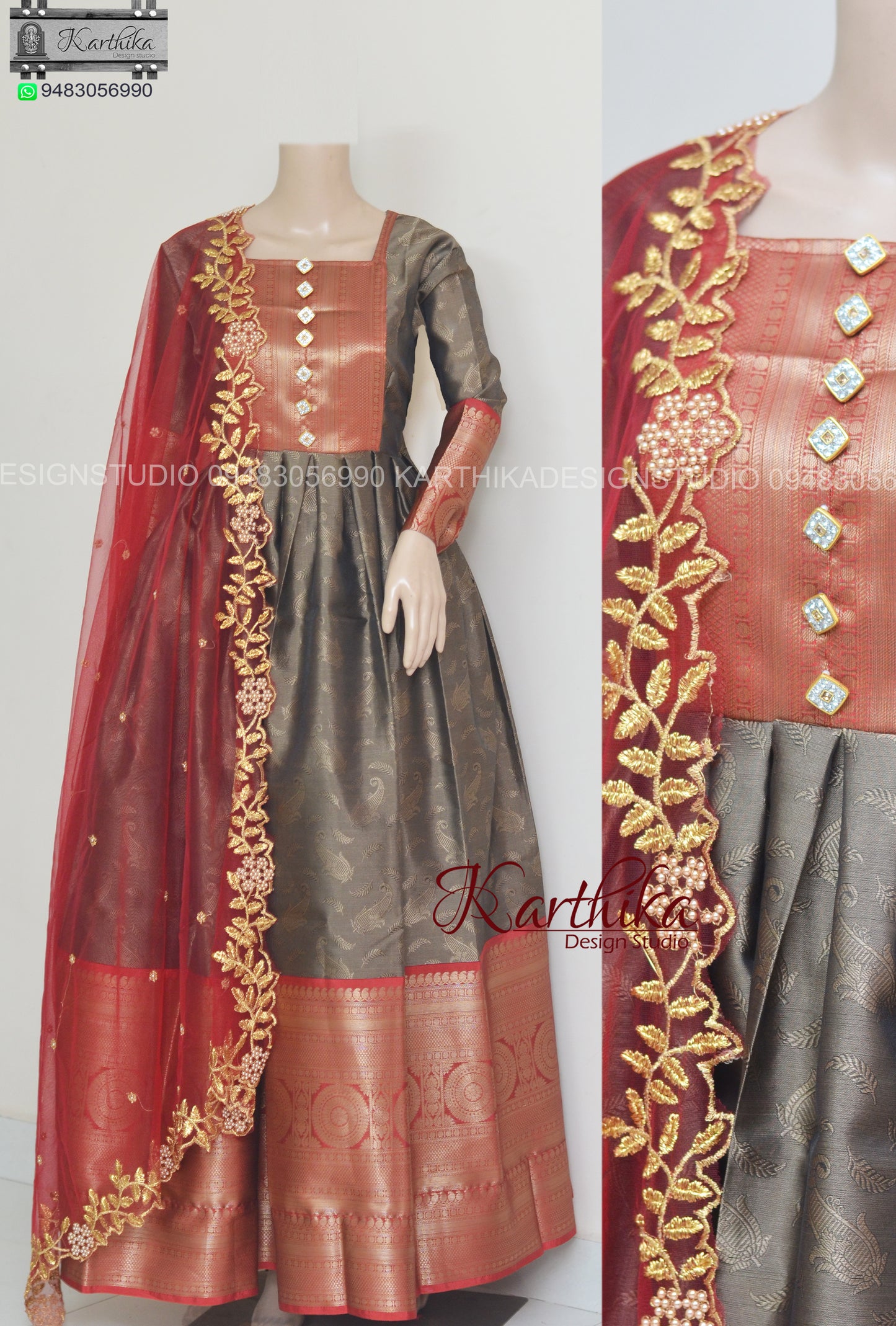 Fancy silk long gown..