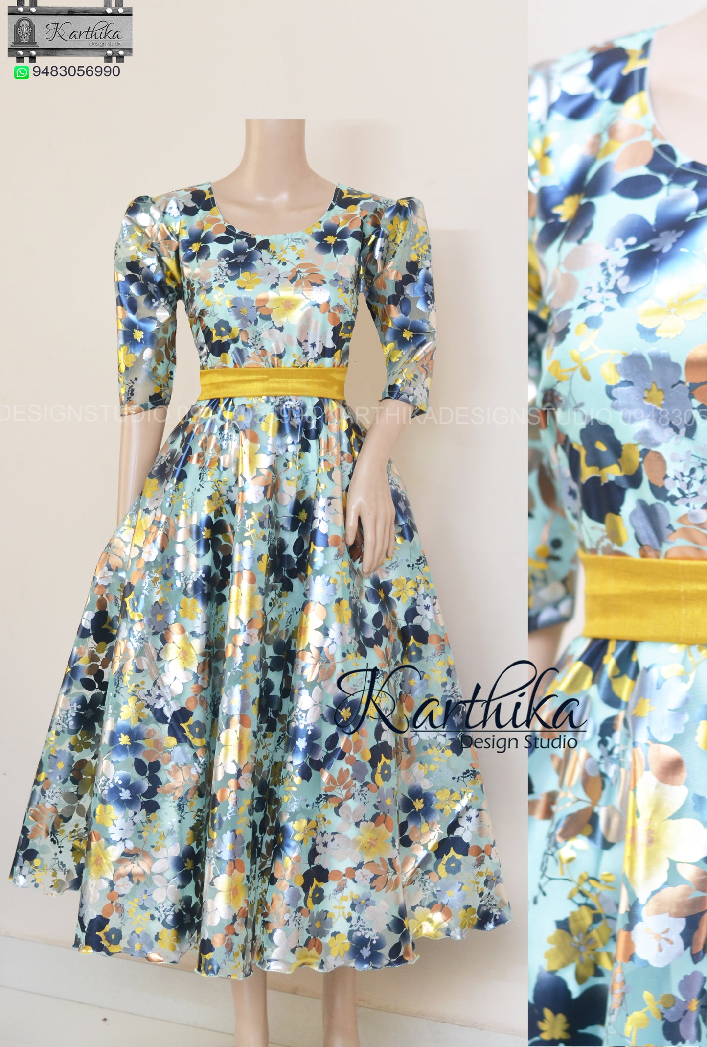 Organza frocks with metallic print..