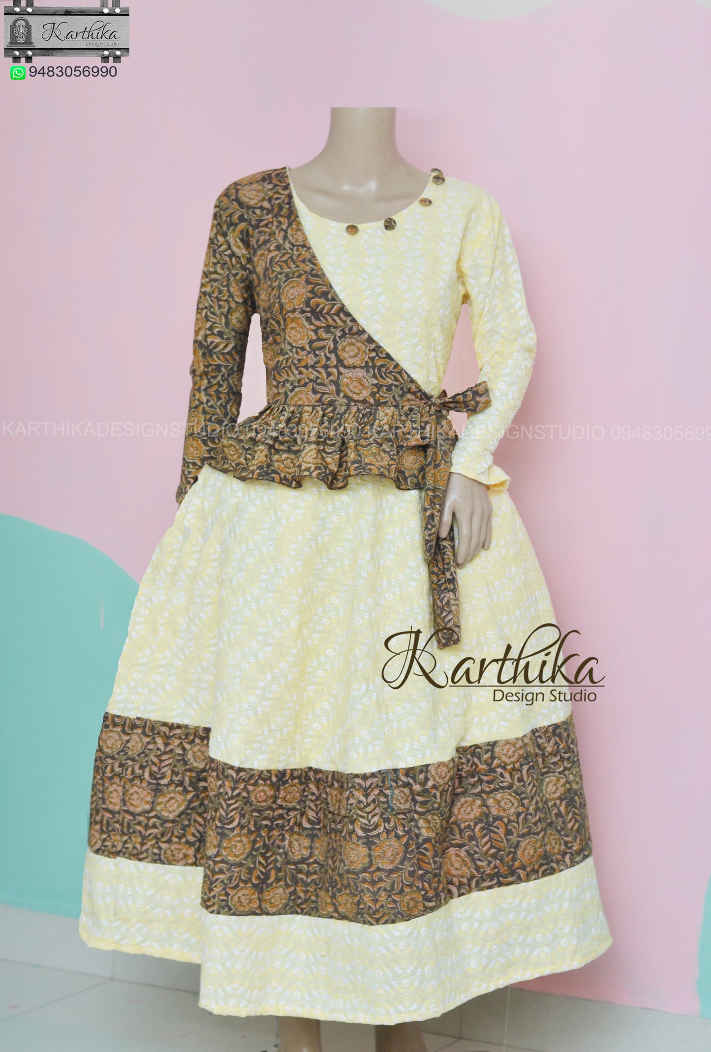 Chikankari/kalamkari cotton kurthi..
