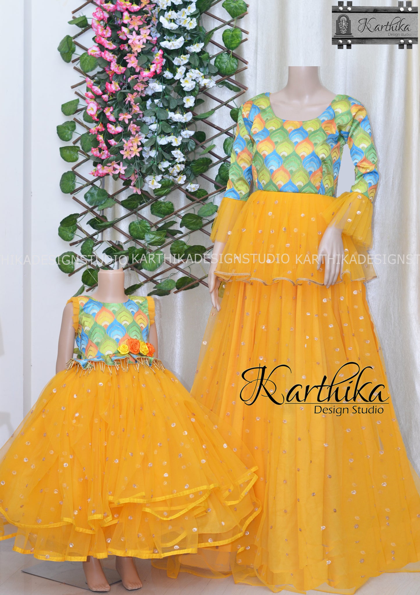 Semi raw silk/net long gown..