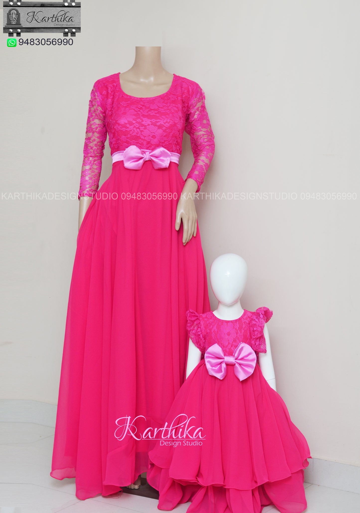 Georgette/floral net long gown..