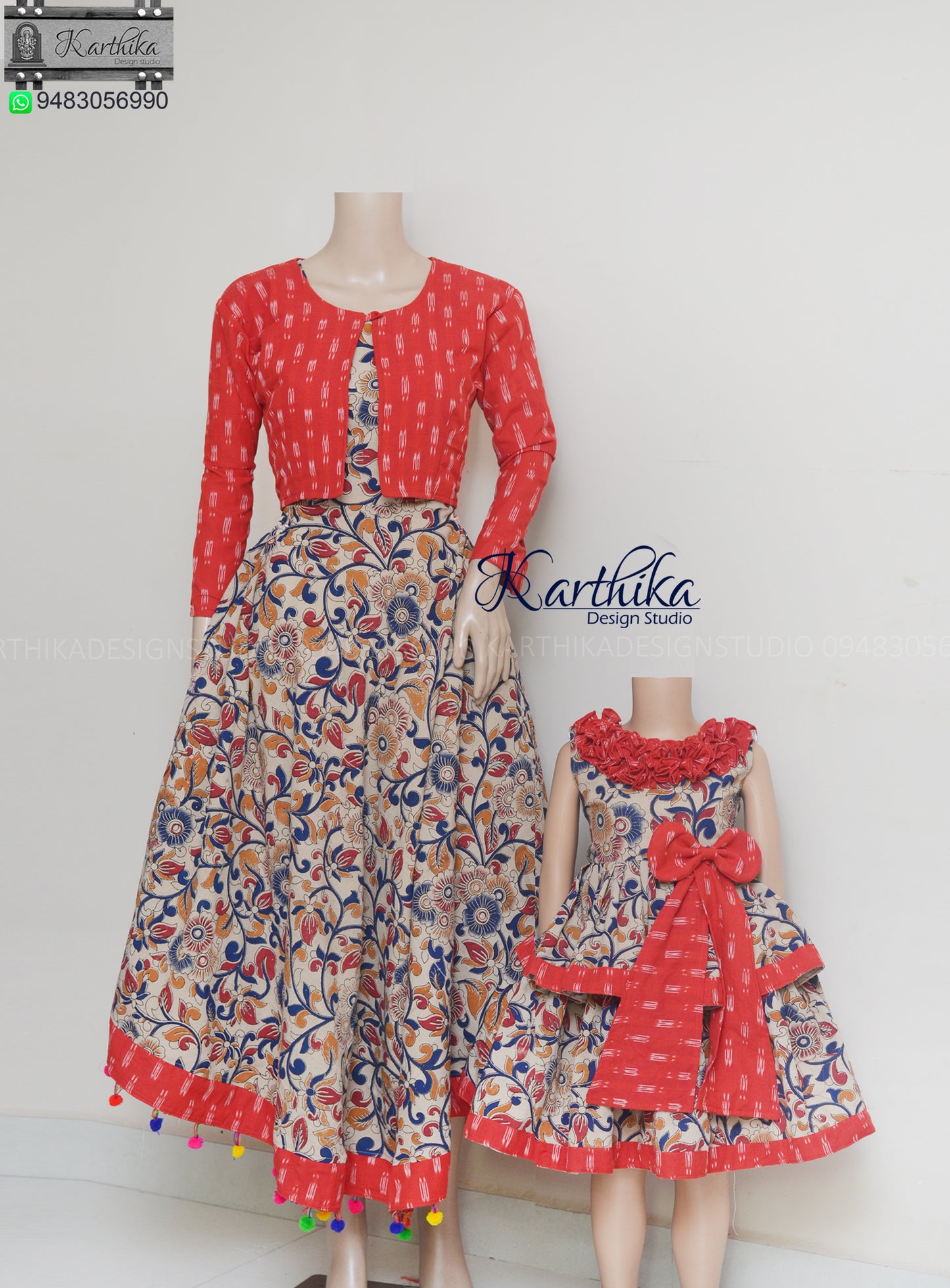 Ikkat and kalamkari cotton frocks