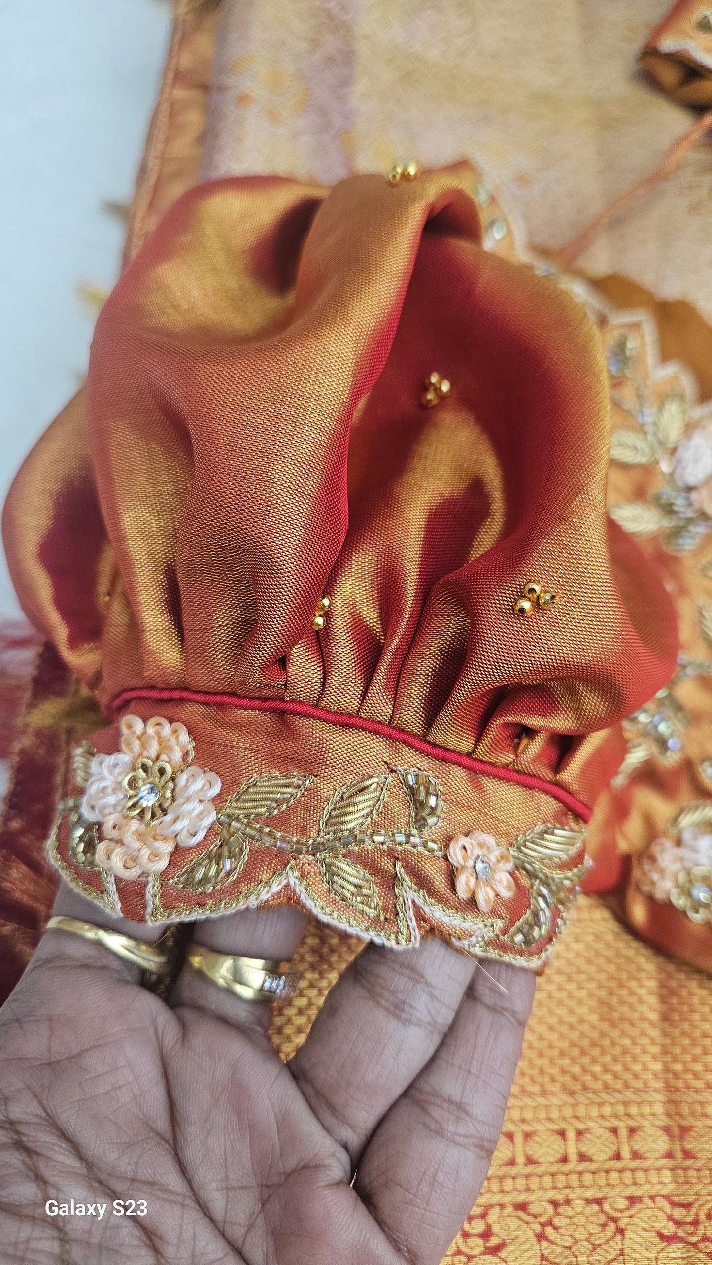 Zardosi and stone work on silk Blouse