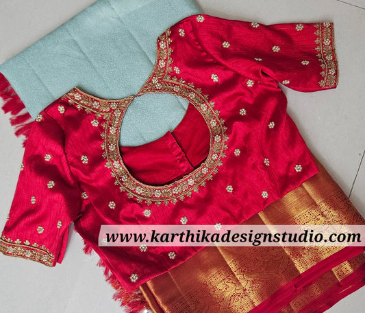 Zardosi and bead work on Raw silk Blouse