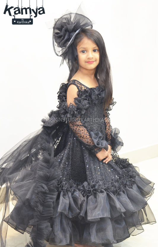 Black Embroidered net and organza frock