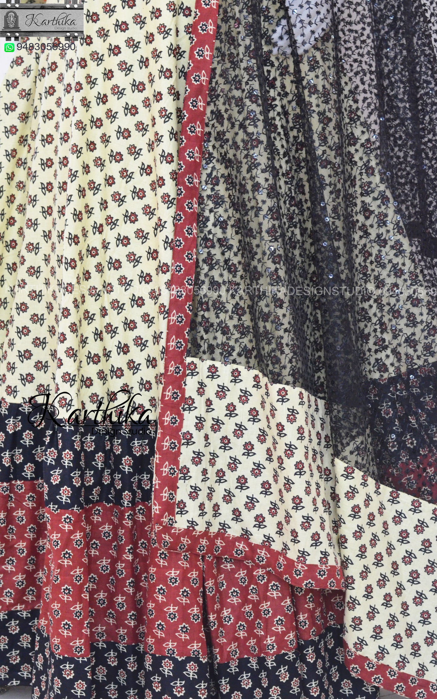 Ajrakh cotton lehenga choli.