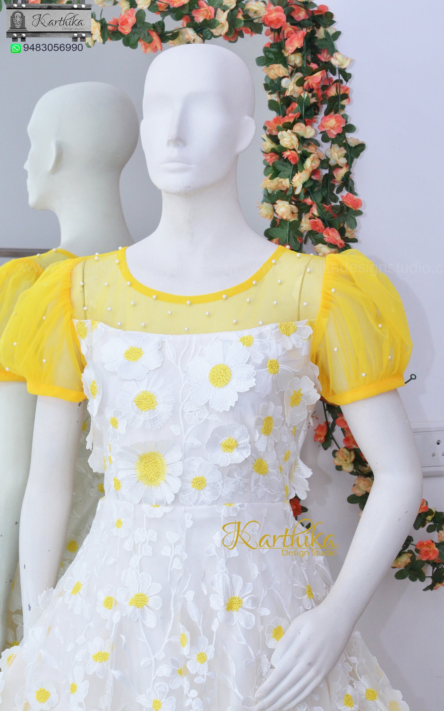 Premium Embroidered net long gown with applique work