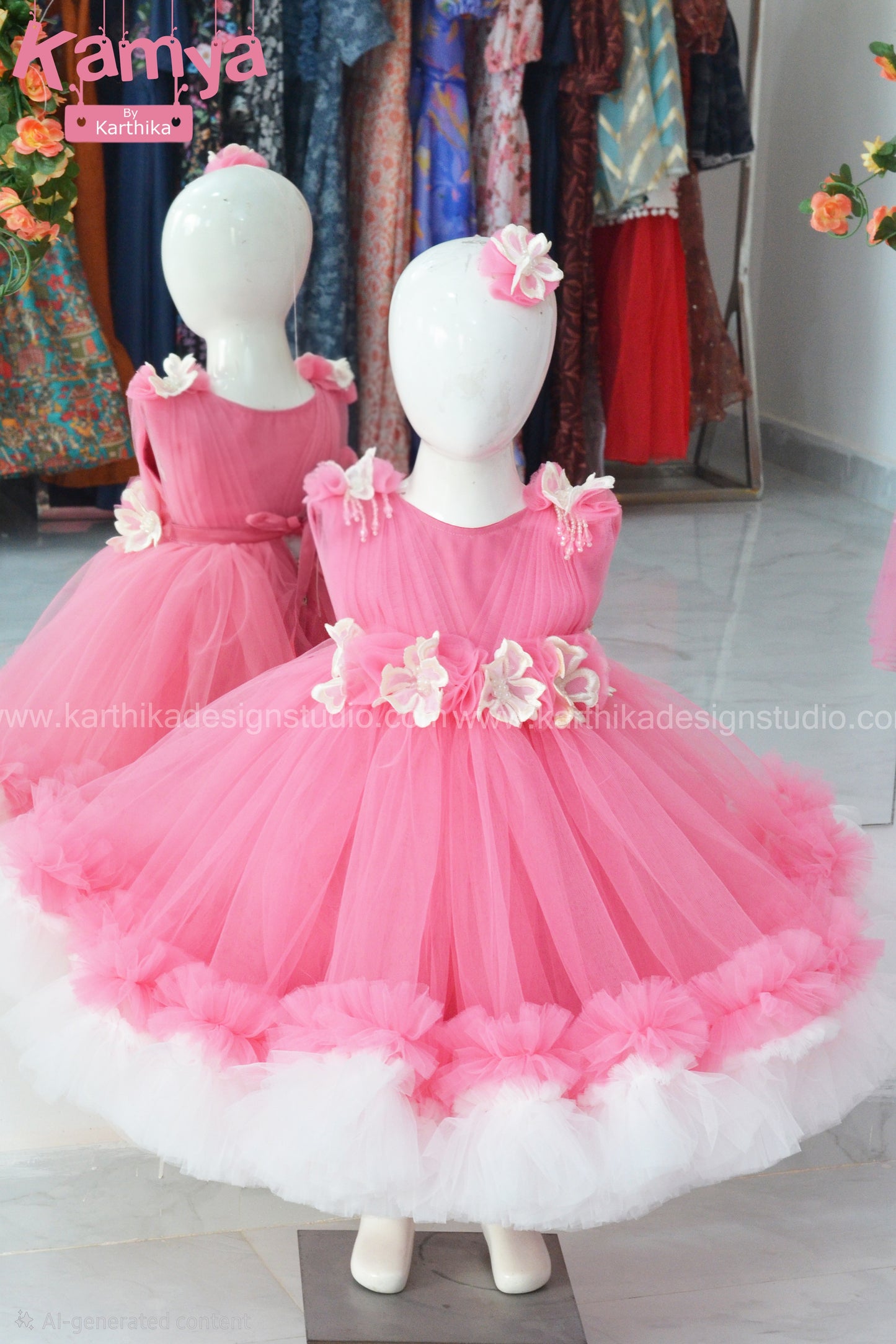 Baby pink birthday frock