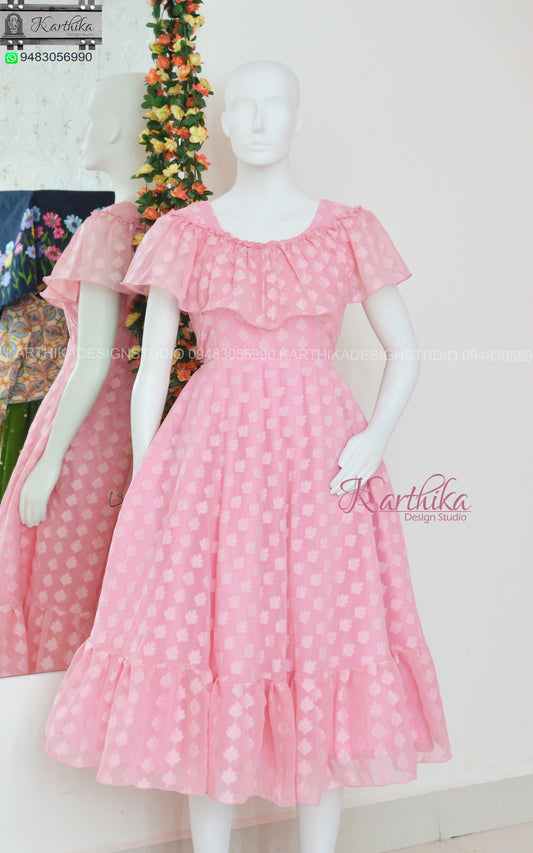 Baby pink georgette frock