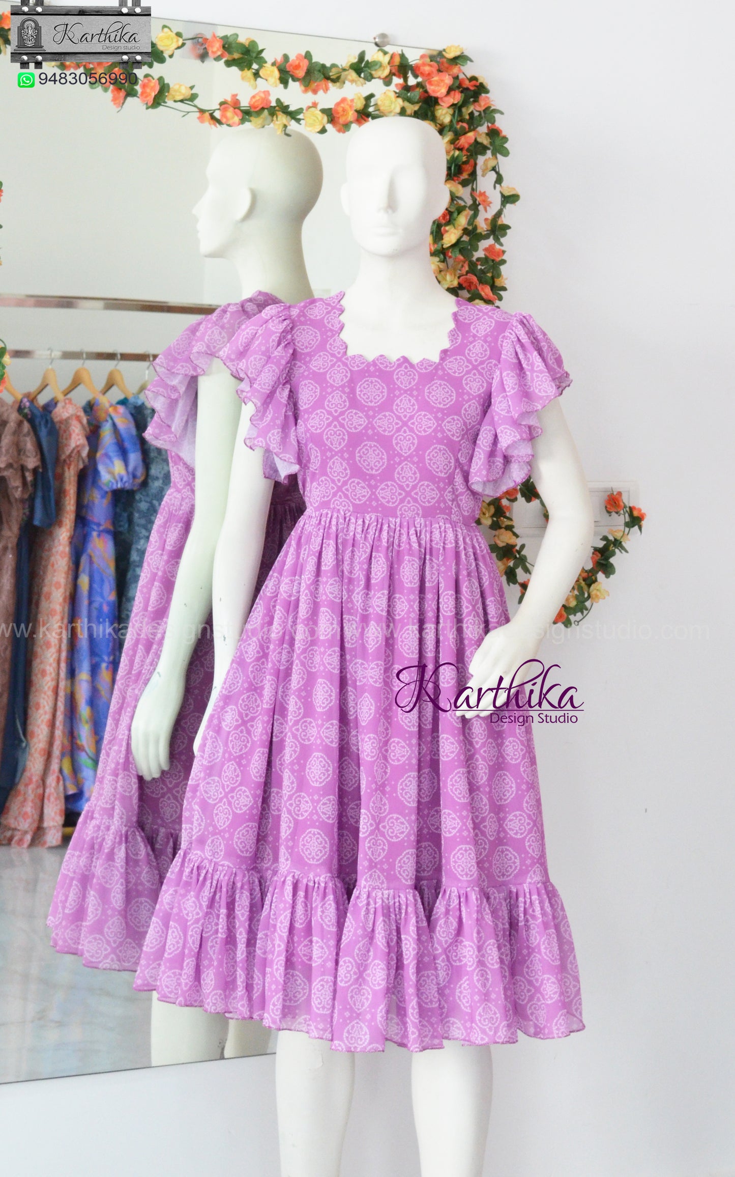 Bandhani georgette frock