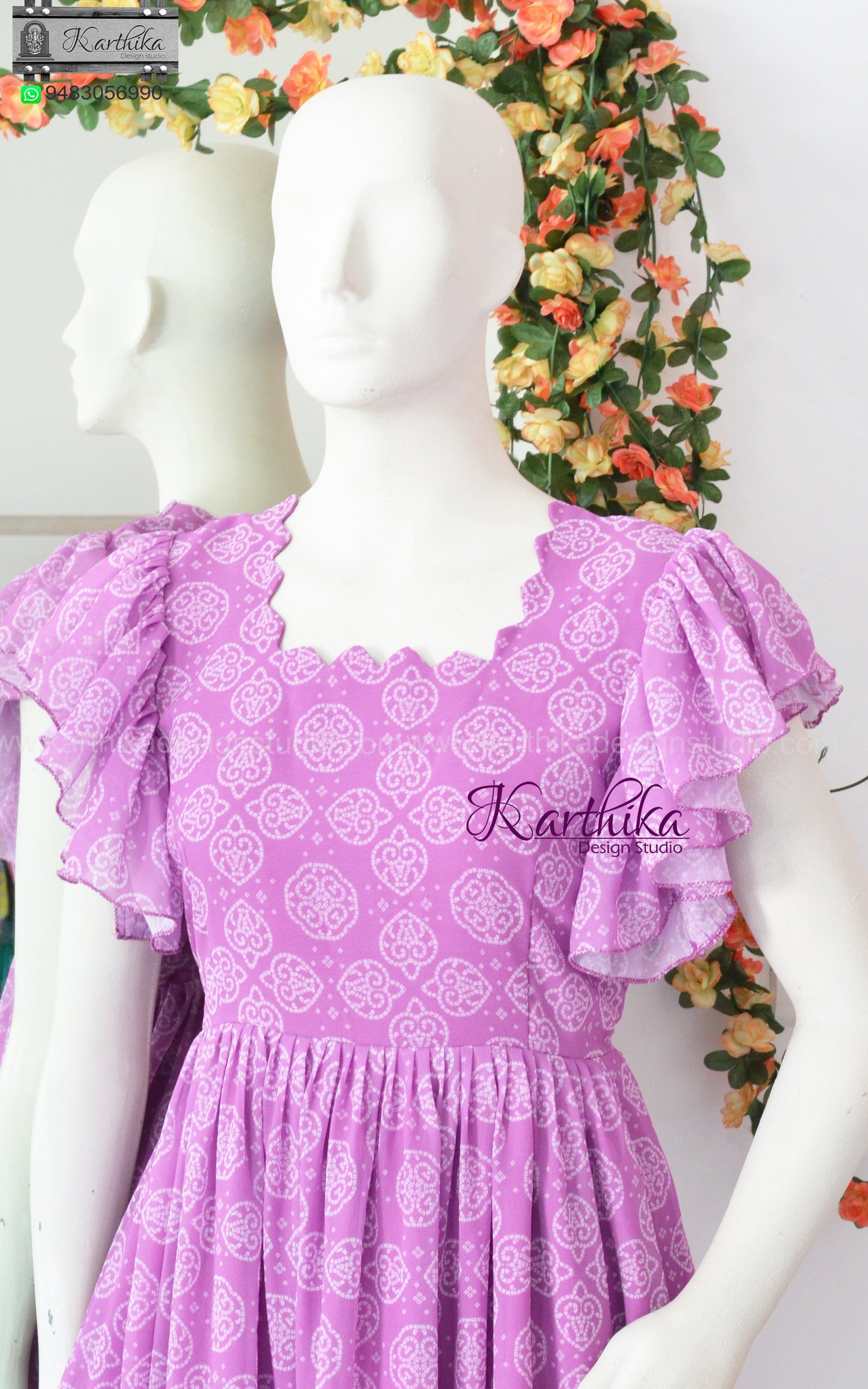 Bandhani georgette frock