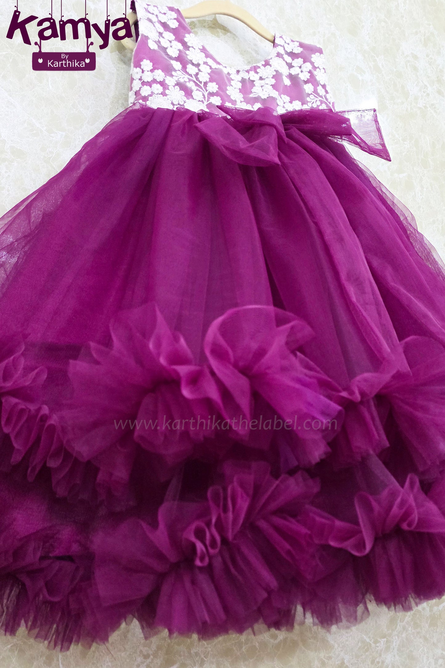 Embroidered net birthday frock
