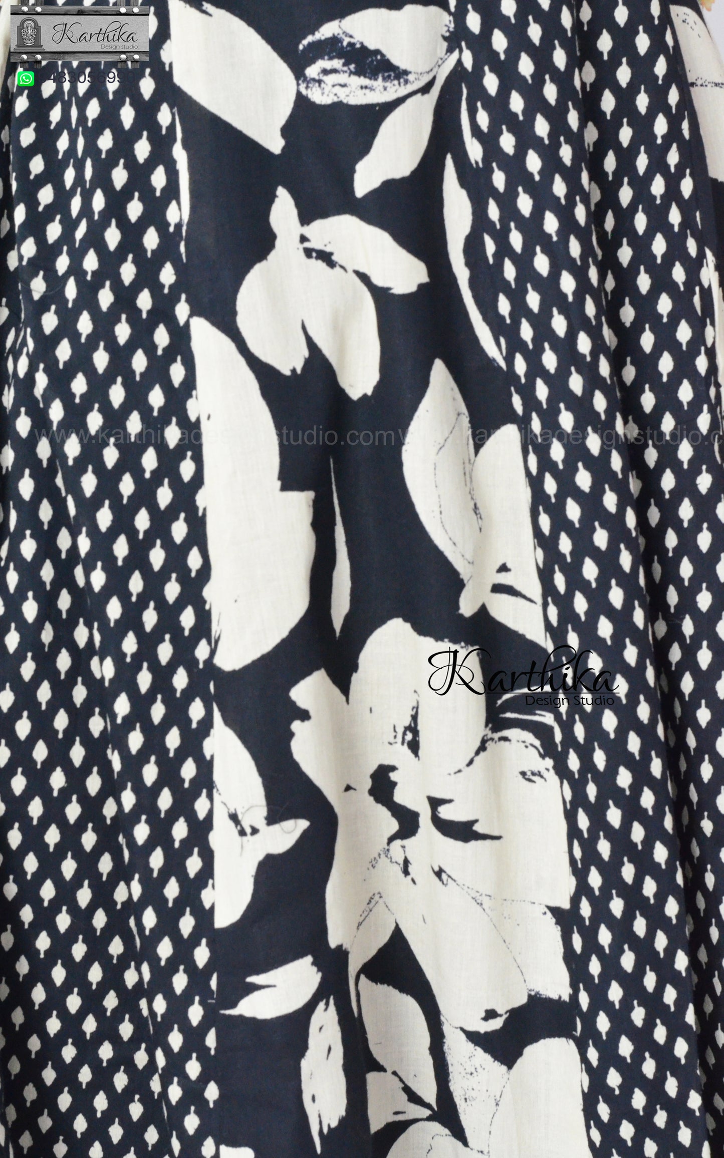 Printed black cotton frock