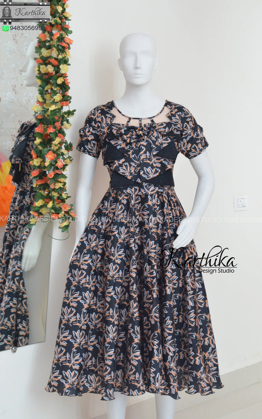 Black Satin floral frock