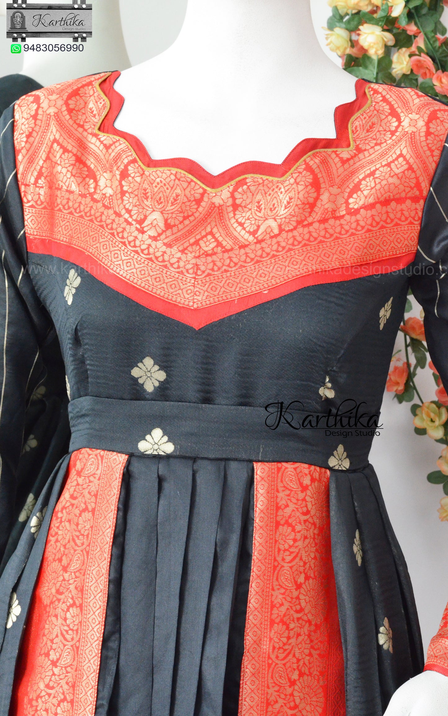 Black soft silk long gown