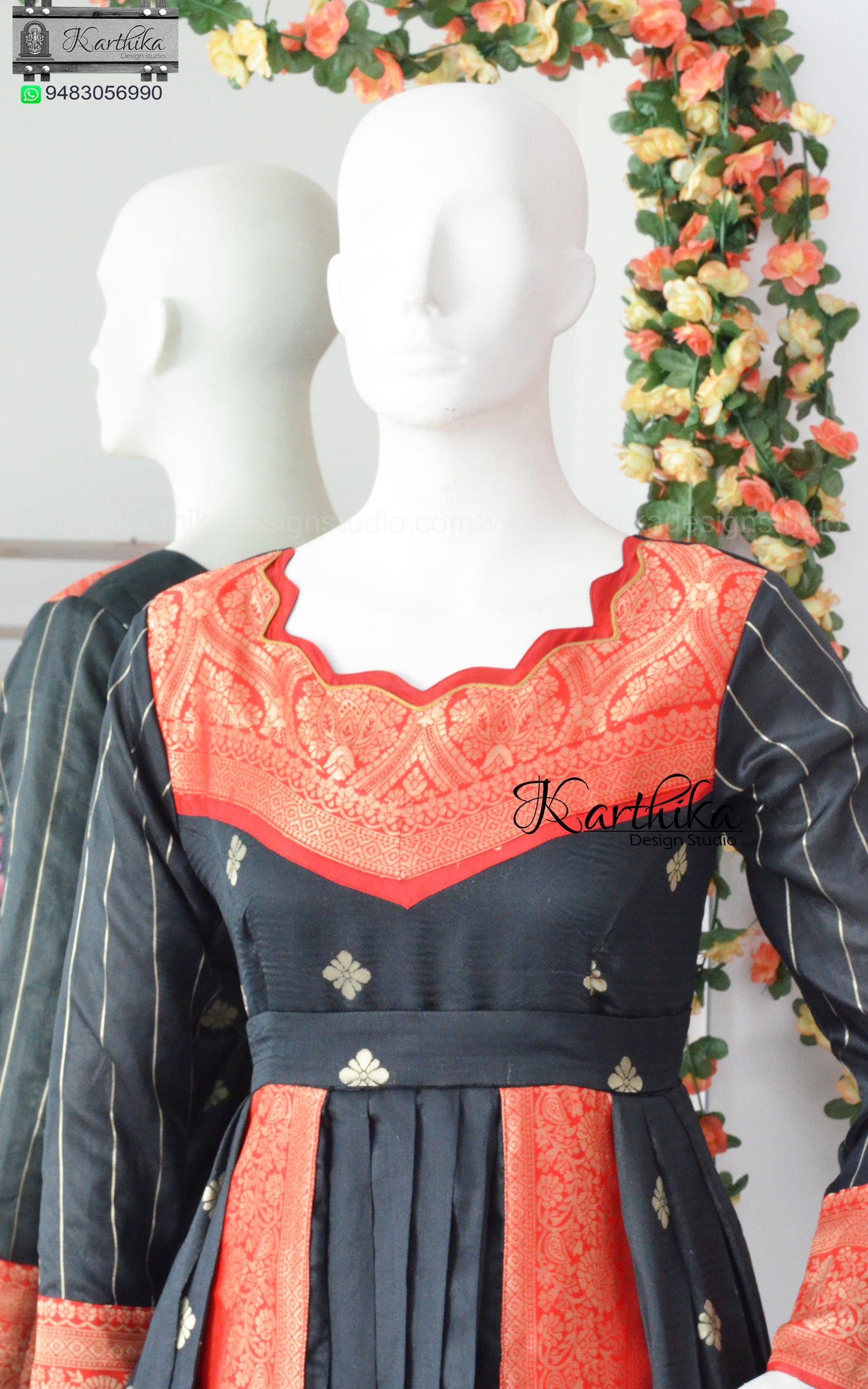 Black soft silk long gown