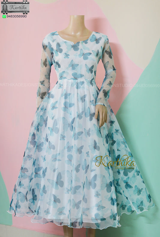 Blue Butterfly organza frock