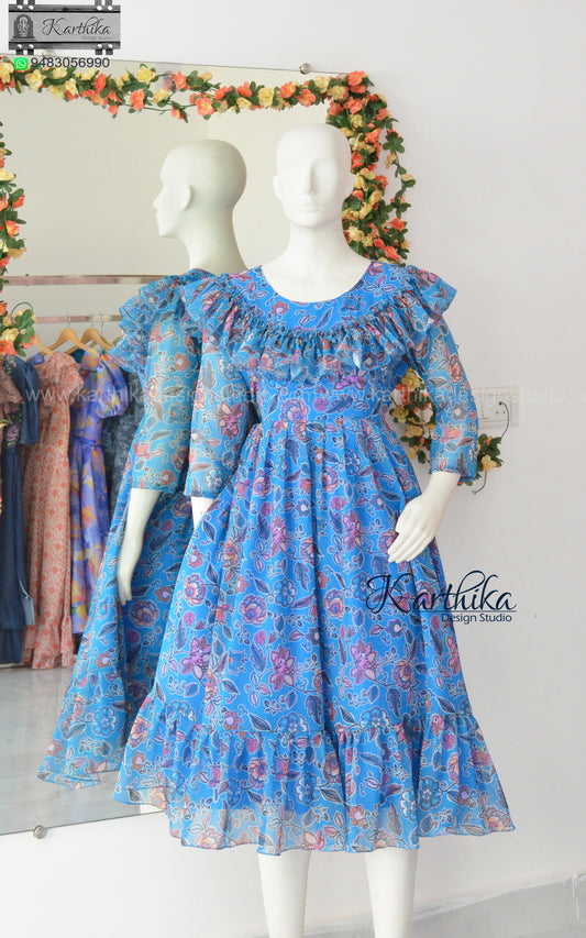 Blue Floral georgette frock