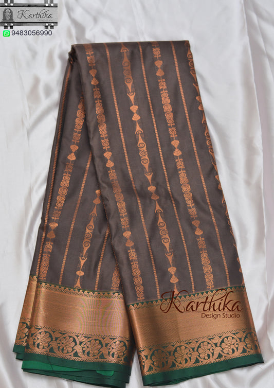 Dark Brown soft silk saree