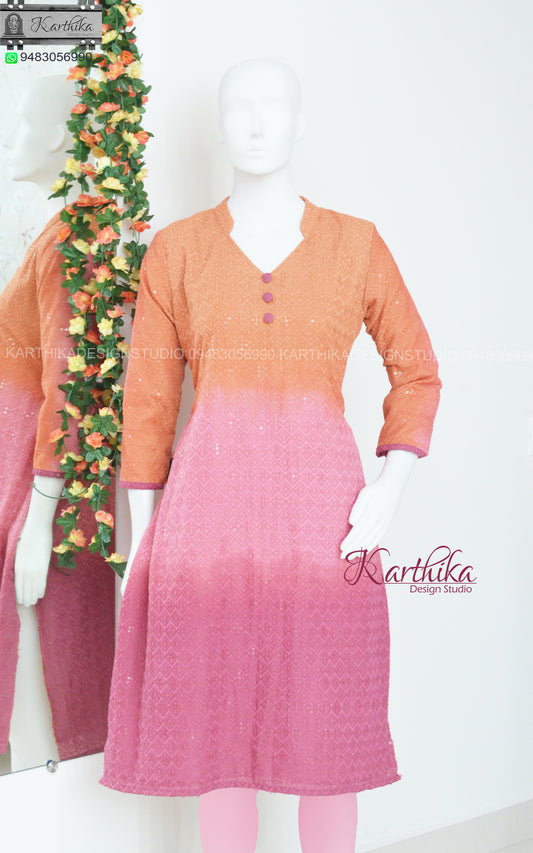 Chikankari cotton kurthi.