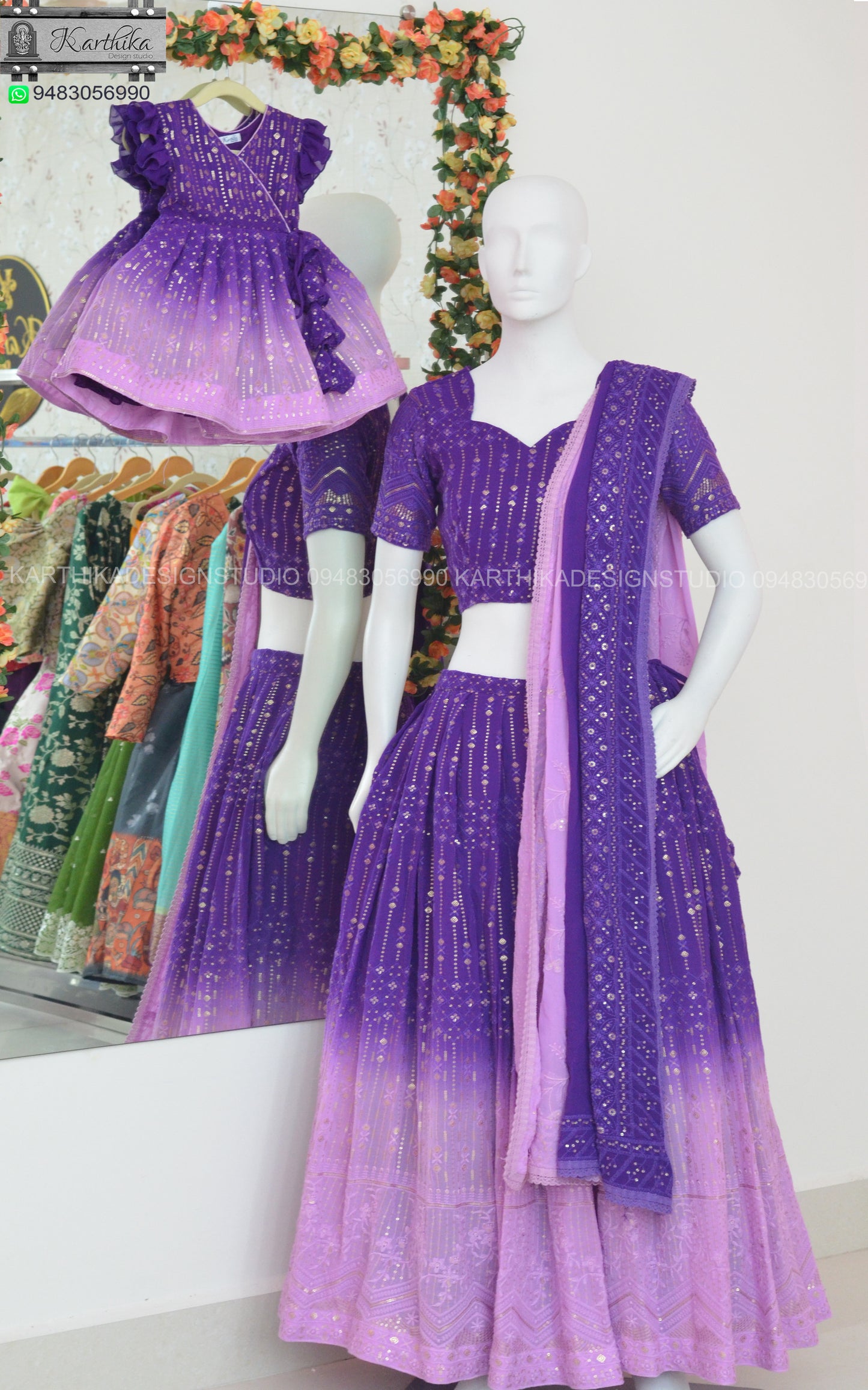 Ombre dyed chikankari frock