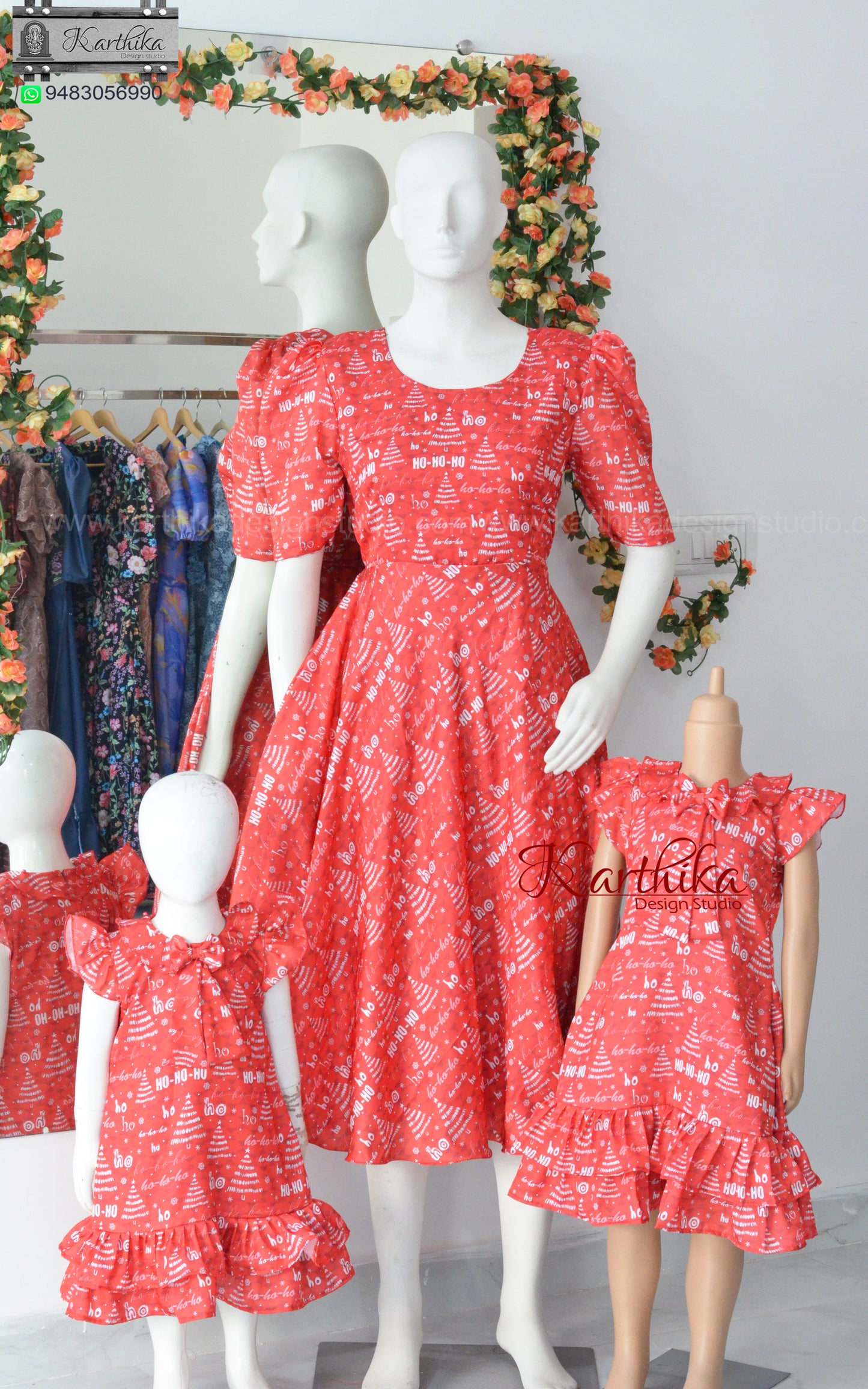 Christmas special printed satin frock