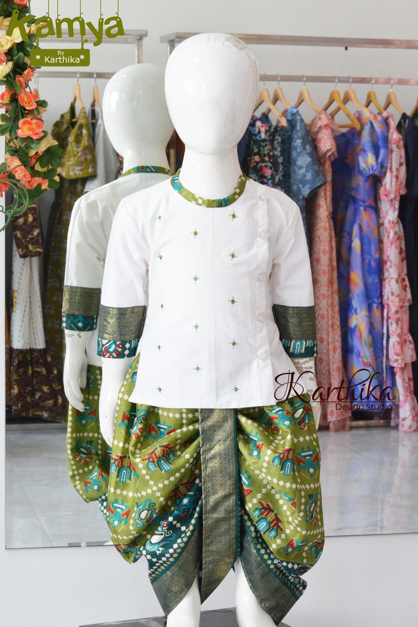Cotton kurtha with patola silk dhothi