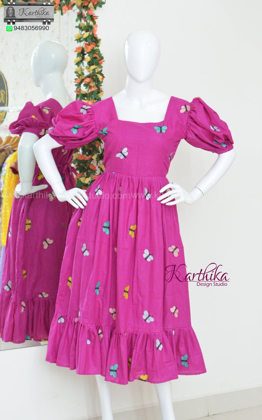 Magenta Butterfly frock