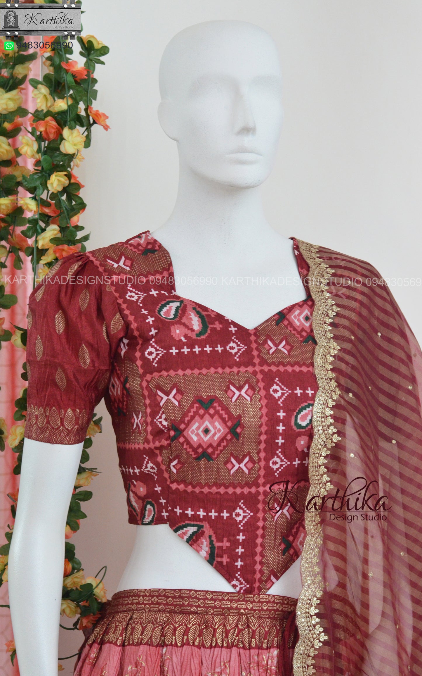 Crushed Dola silk lehenga choli