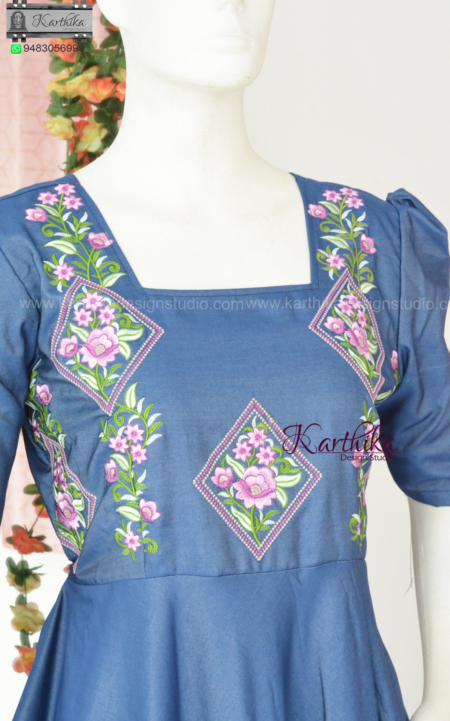 Embroidered cotton frock with pockets
