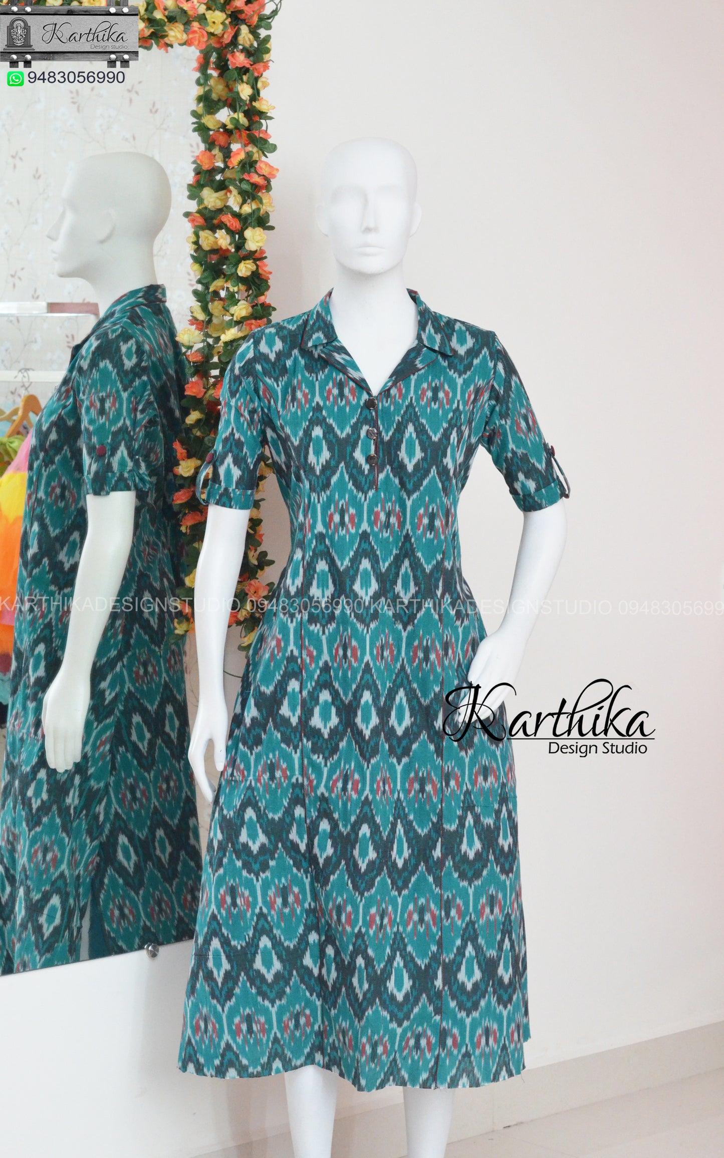 Double ikkat A line kurthi