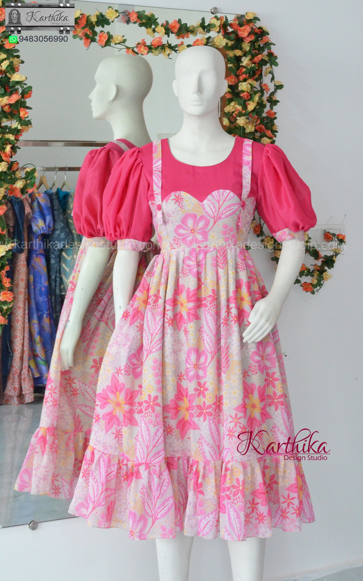 Dungaree style georgette frock