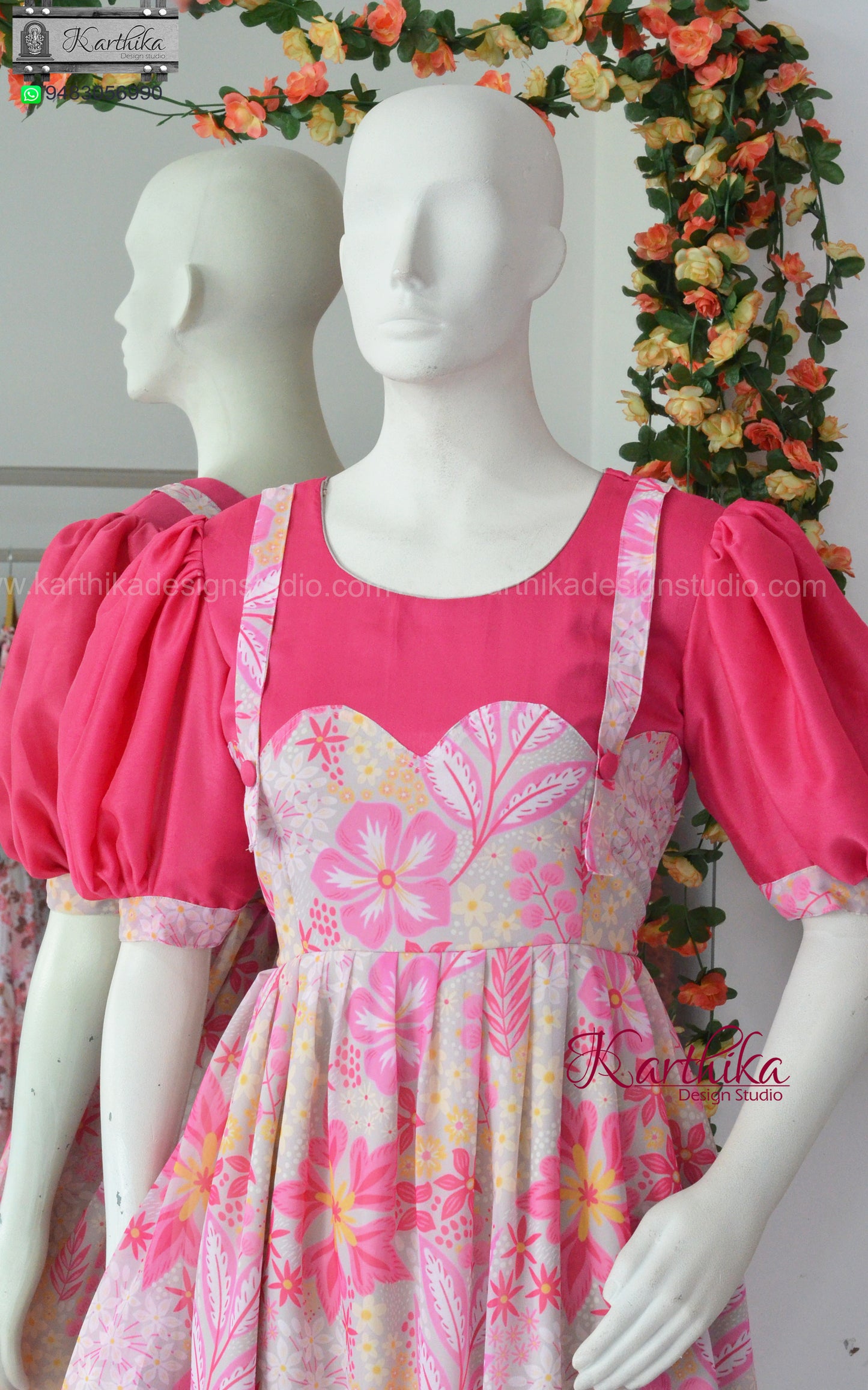 Dungaree style georgette frock