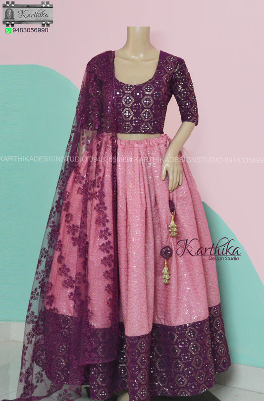 Embreoidered georgette lehenga