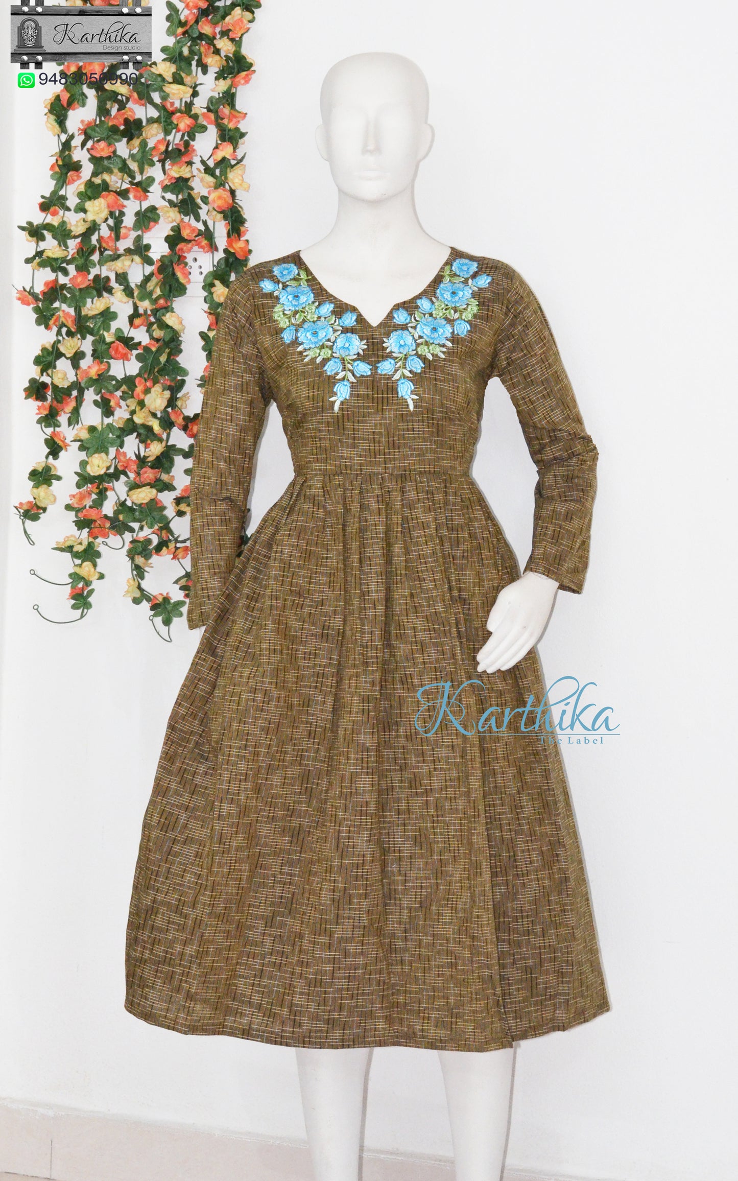 Embroidered ikkat frock