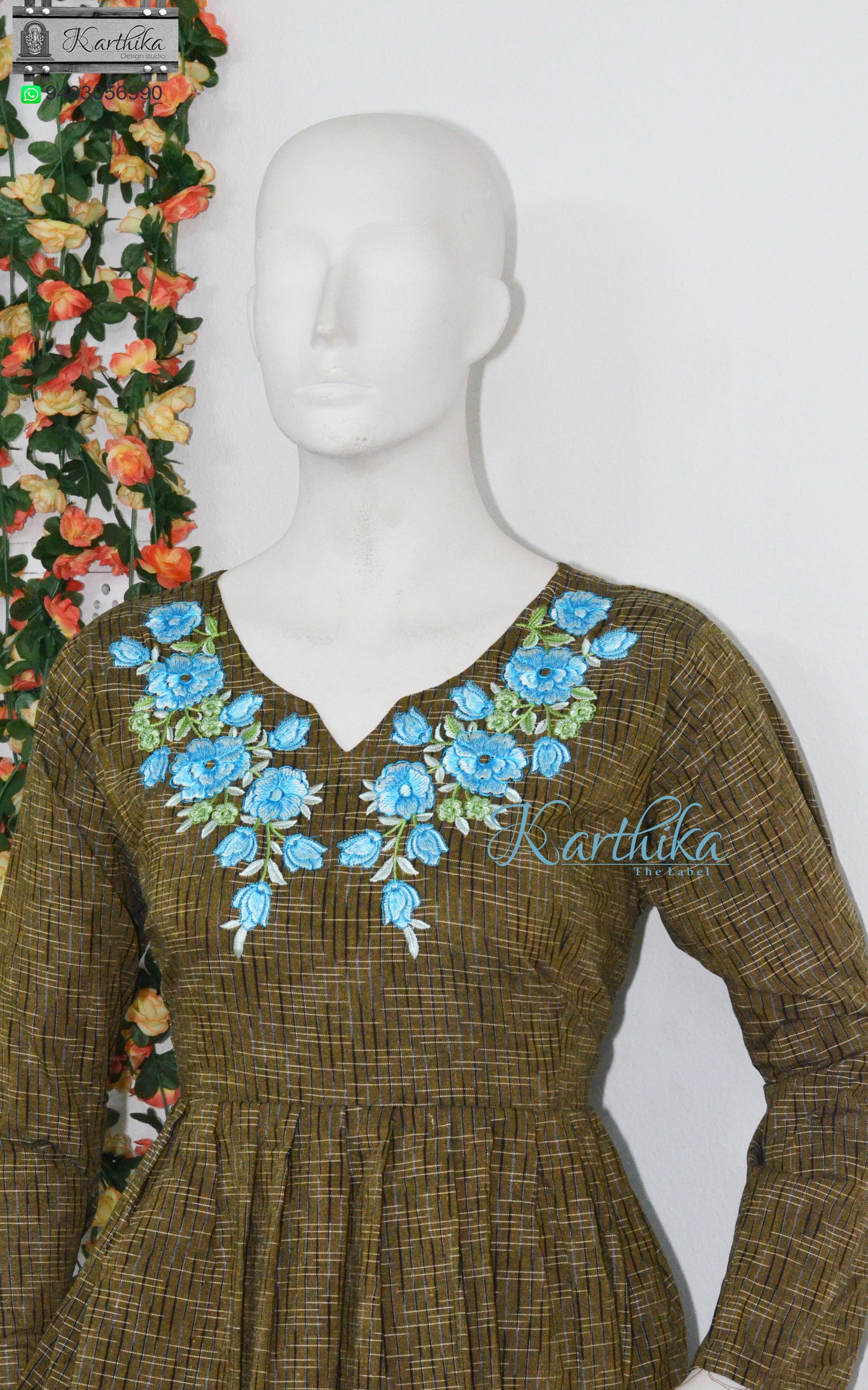 Embroidered ikkat frock