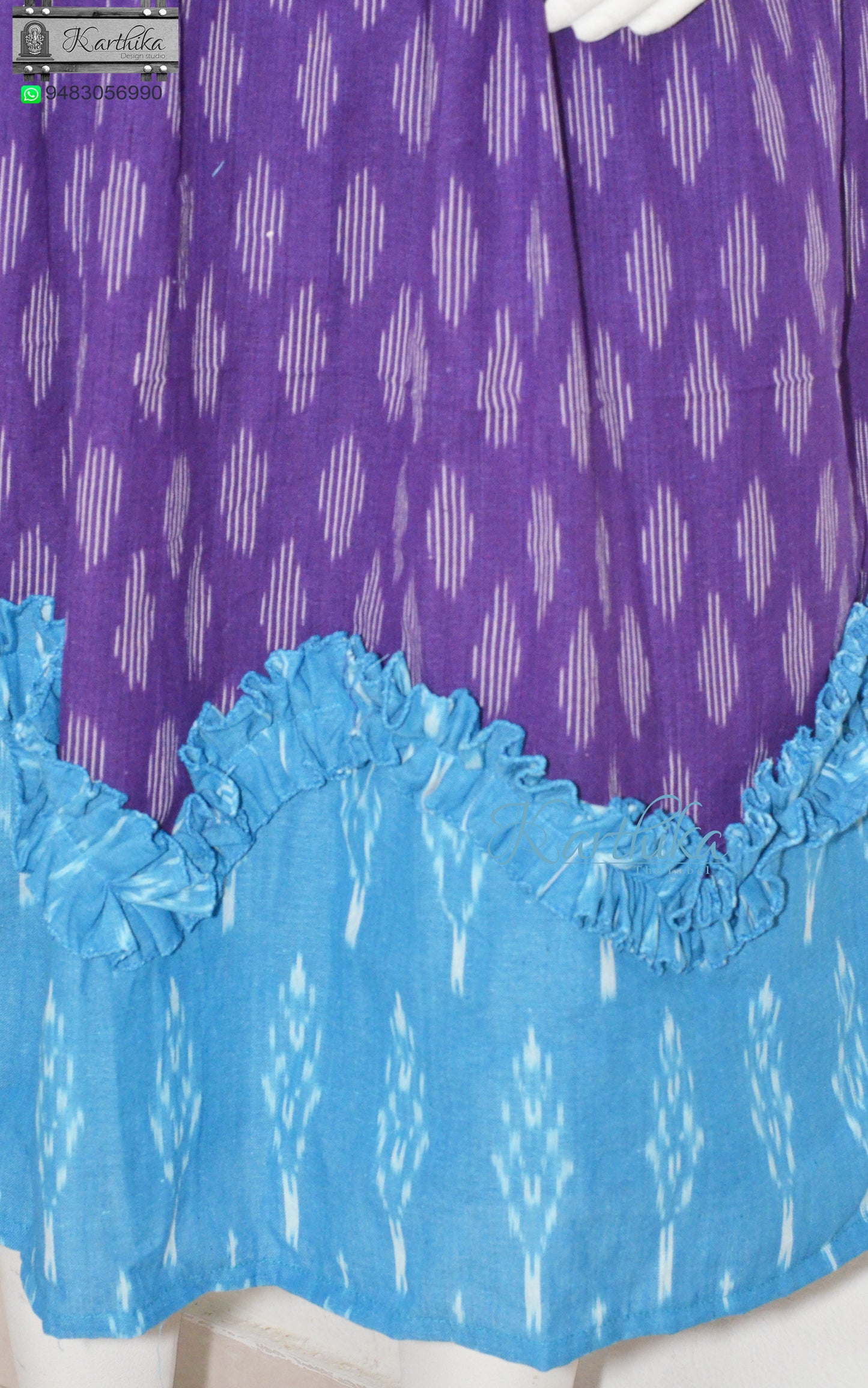Embroidered ikkat frock