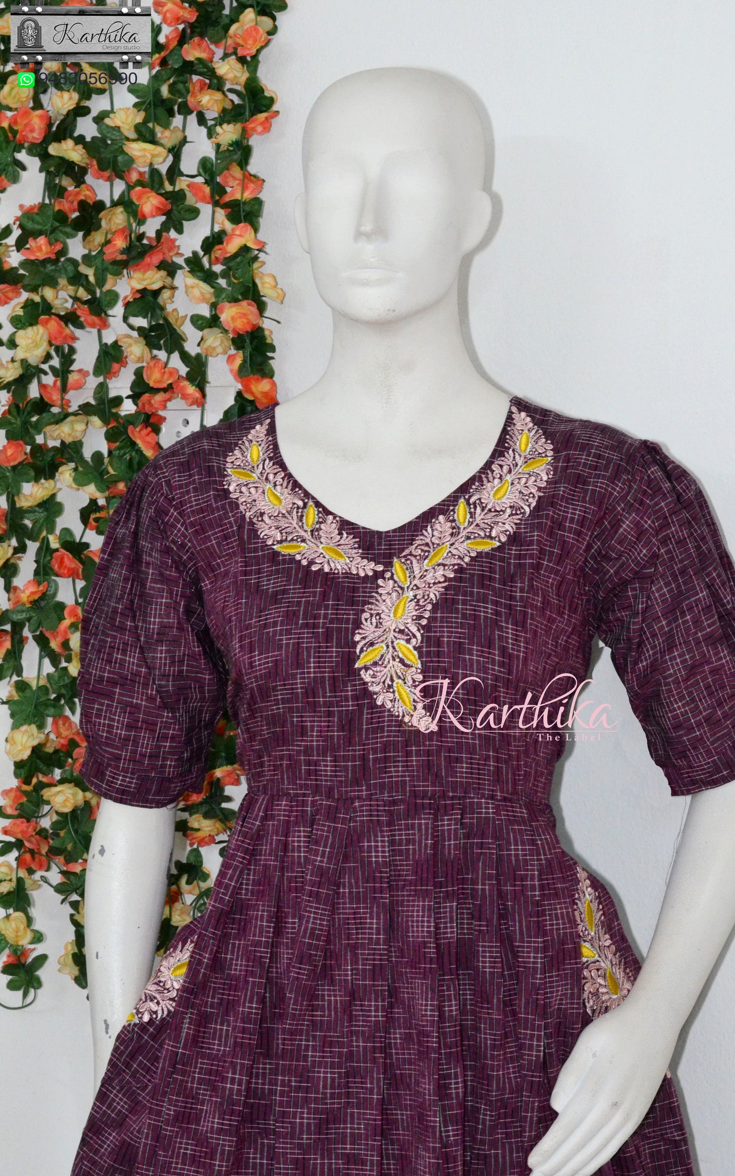 Embroidered ikkat frock